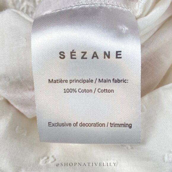 NWT Sézane Alessandra Eyelet Surplice Wrap Long Sleeve Blouse | 38 (6) | White - Picture 13 of 16